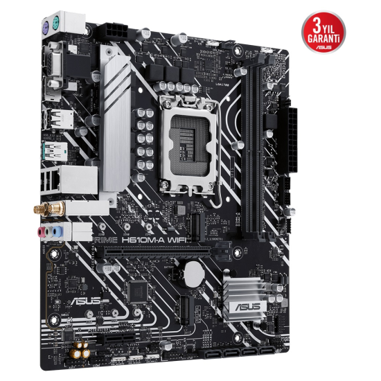 ASUS PRIME H610M-A-WIFI  2xDDR5  M.2  D-SUB  HDMI  DP  Wi-Fi 5  Bluetooth 5.0  12.Nesil  LGA1700 Soket  Anakart