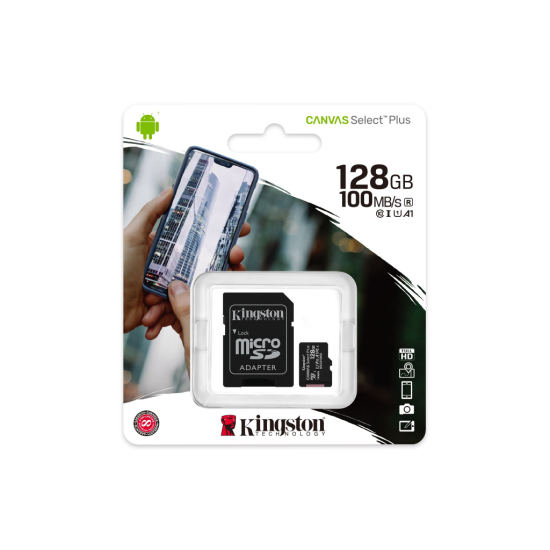 KINGSTON SDCS2/128GB  CANVAS  CL10  100Mb/s  MicroSD Kart Bellek (SD Adaptörlü)