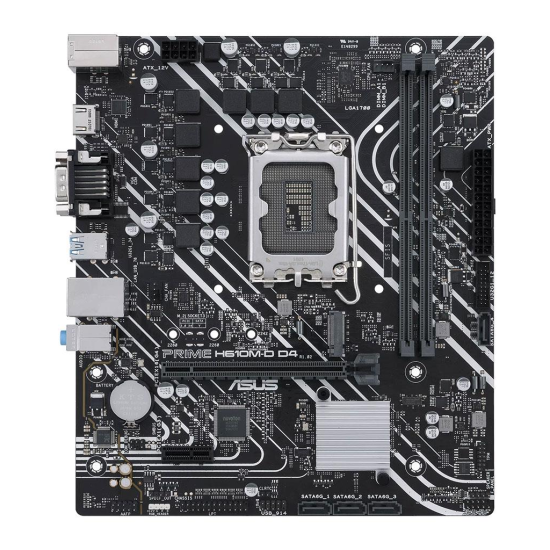 ASUS PRIME H610M-D D4  2xDDR4  M.2  D-SUB  HDMI  RS232 Port  12-13.Nesil  LGA1700 Soket  Anakart