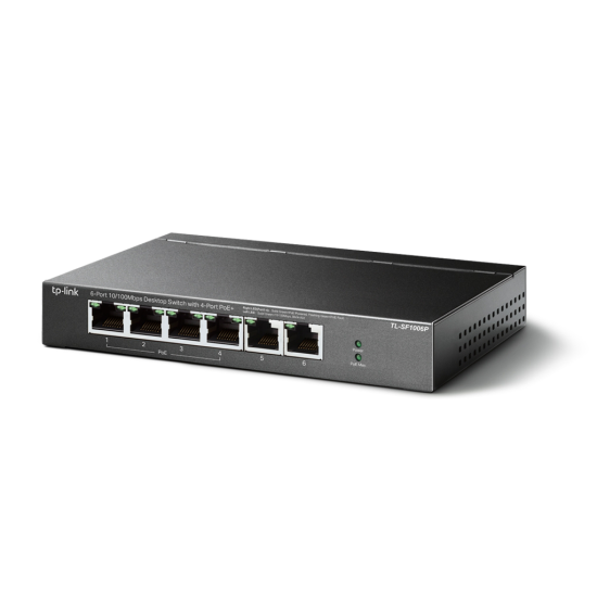 TP-LINK TL-SF1006P 6 Port  MegaBit  Metal Kasa  4 Port PoE  67W  Yönetilemez  Masaüstü Switch