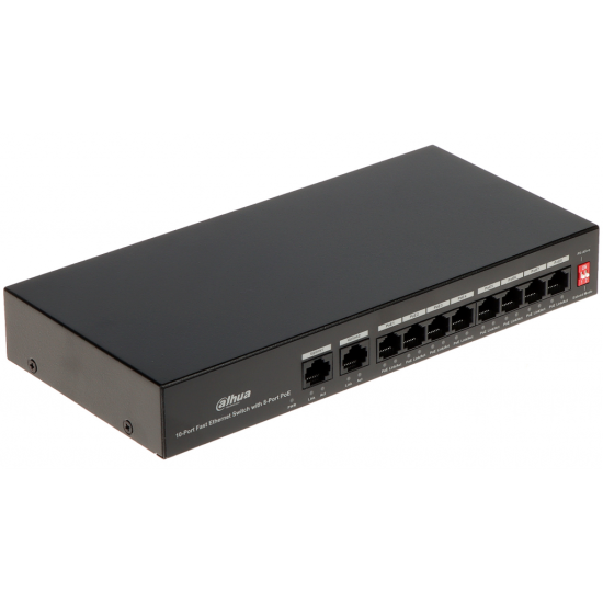 DAHUA PFS3010-8ET-65  8 Port  MegaBit  8 Port PoE  65W  +2 Port MegaBit Uplink  Yönetilemez  Masaüstü Switch