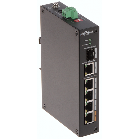 DAHUA PFS3106-4ET-60-V2   6 Port  Megabit   4FE PoE Port (4xPoE 60W)  1GE Uplink  1GE SFP Yönetilemez Switch