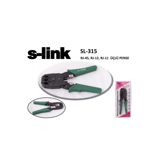 S-LINK SL-315  RJ45/RJ12/RJ11 Üçlü Pense  Kablo Ucu Konnektör Sıkma Pensesi