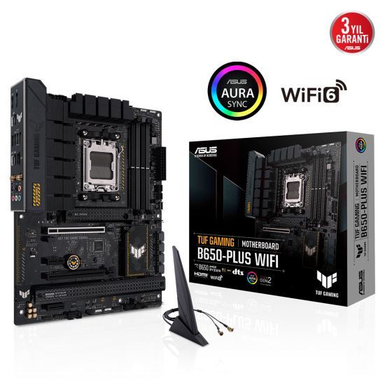 ASUS TUF GAMING B650-PLUS WIFI  4xDDR5  3x M.2  HDMI  DP  2xType-C  Wİ-Fİ 6  Bluetooth v5.2  AMD Ryzen 7000 Serisi  AM5 Soket