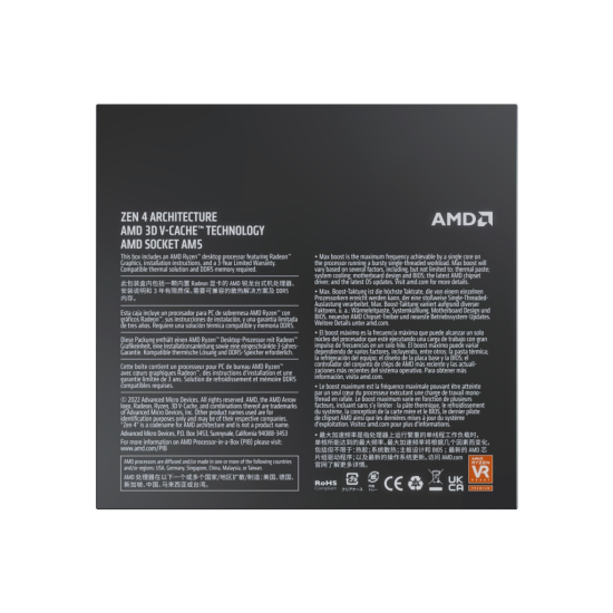 AMD RYZEN 7 7800X3D 8 Core  4 20-5.00GHz  104Mb Cache  120W   AM5 Soket  BOX Kutulu Grafik Kart YOK  Fan YOK
