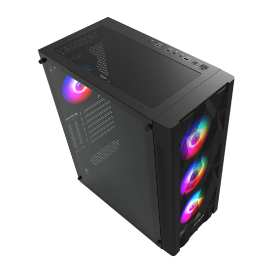 FSP CMT395A Mid Tower  850W 80+ Bronze  Siyah  Temperli Cam  RGB  ATX GAMING KASA