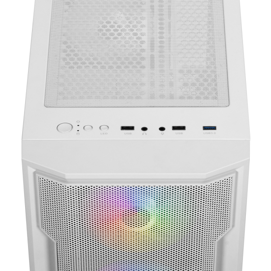 GAMDIAS ATHENA M6 Lite WH  500W  Tempered Glass  Mesh  ARGB  ATX  White Edition  GAMING KASA