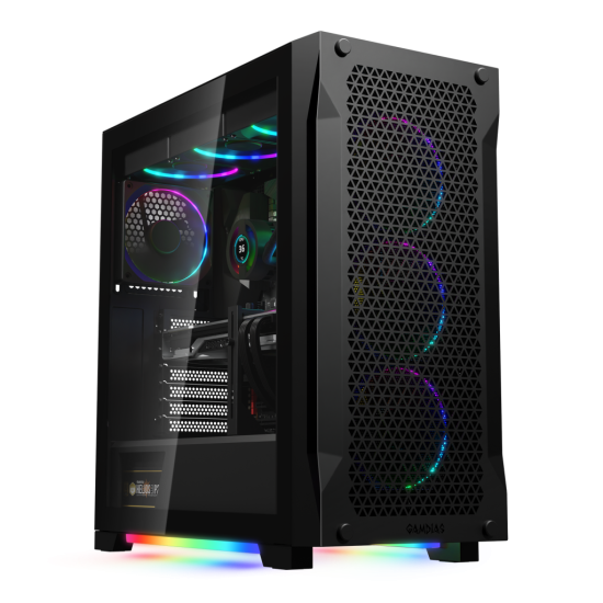 GAMDIAS ATHENA P1  750W  Tempered Glass  Mesh  Black Edition  ARGB  80+ Bronze  ATX  GAMING KASA
