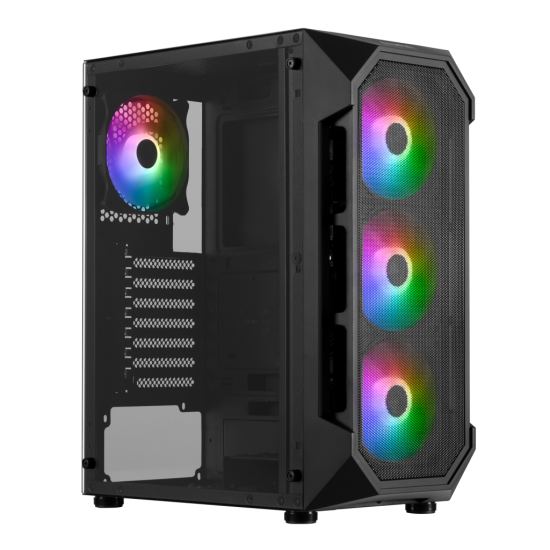 GAMDIAS AURA GC1  600W  Tempered Glass  Mesh  ARGB  Micro ATX GAMING KASA