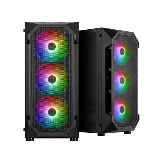 GAMDIAS AURA GC1  600W  Tempered Glass  Mesh  ARGB  Micro ATX GAMING KASA