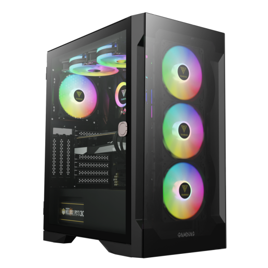 GAMDIAS TALOS E2 Elite  850W  Tempered Glass  ARGB  80+ Bronze  ATX GAMING KASA
