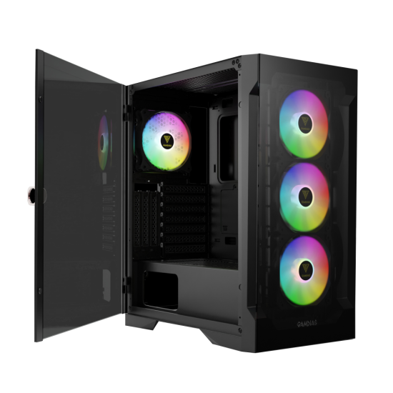 GAMDIAS TALOS E2 Elite  850W  Tempered Glass  ARGB  80+ Bronze  ATX GAMING KASA