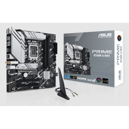 ASUS PRIME B760M-A WIFI  4xDDR5  2x M.2  2xHDMI  DP  Wi-Fi 6  Bluetooth v5.2  12-13.Nesil  LGA1700 Soket  Anakart