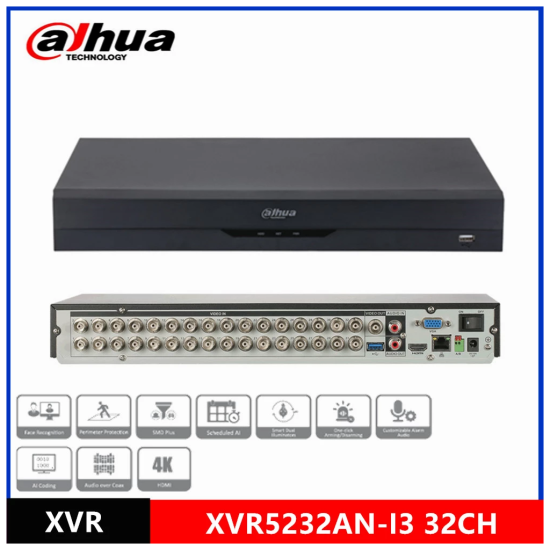 DAHUA XVR5232AN-I3  32Kanal  5Mpix  H265+  2 HDD Desteği  5in1 DVR Cihazı