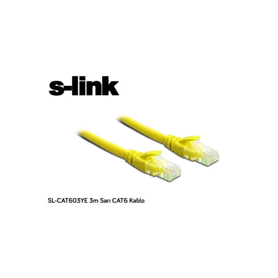 S-LINK SL-CAT603YE  CAT6  Patch  3Mt  Kablo Sarı 