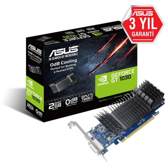 ASUS GT1030-SL-2G-BRK  2Gb  GDDR5  64Bit  1xDVI  1xHDMI  GAMING Ekran Kartı