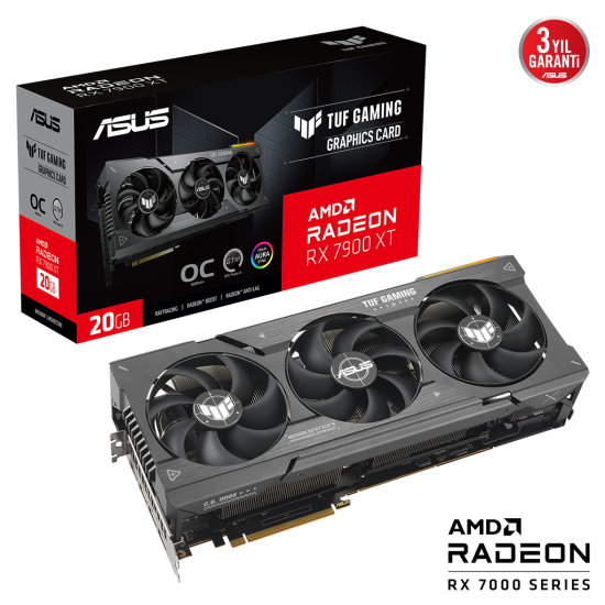 ASUS TUF-RX7900XT-O20G-GAMING  20Gb  320Bit  GDDR6  1xHDMI  3xDP GAMING Ekran Kartı