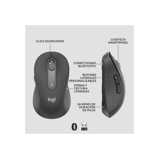 LOGITECH 910-006253  M650 Signature  Siyah  Sağ El  USB Nano 2 4G Kablosuz  4000dpi  Optik  5 Tuşlu  24ay Pil Ömrü  Sessiz Mouse