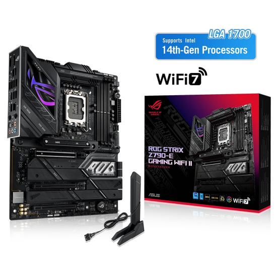 ASUS ROG STRIX Z790-E GAMING WIFI II  4xDDR5   5x M.2  HDMI  DP  Type-C  Wi-Fi 7  Bluetooth 5.4  12-13-14.Nesil  LGA1700 Soket 